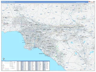 Greater Los Angeles Metro Area ColorCast style ZIP Code wall map
