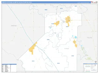 Hanford-Corcoran Metro Area Business Reference style ZIP Code wall map