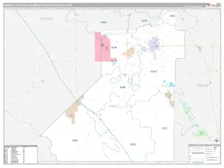 Hanford-Corcoran Metro Area Classic style ZIP Code wall map