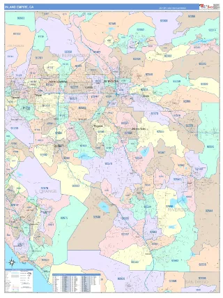 Inland Empire Metro Area ColorCast style ZIP Code wall map