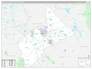 Modesto Metro Area Classic style ZIP Code wall map