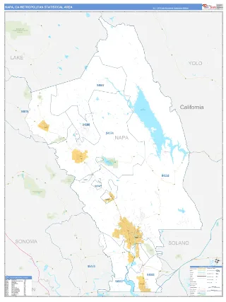 Napa Metro Area Business Reference style ZIP Code wall map