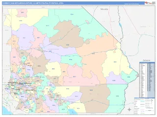 Riverside-San Bernardino-Ontario Metro Area ColorCast style ZIP Code wall map