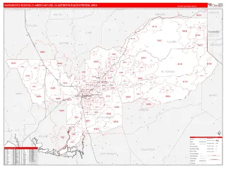 Sacramento–Roseville–Arden-Arcade Metro Area RedLine style ZIP Code wall map