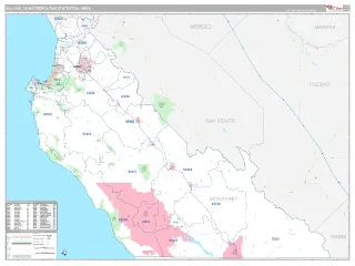 Salinas Metro Area Classic style ZIP Code wall map