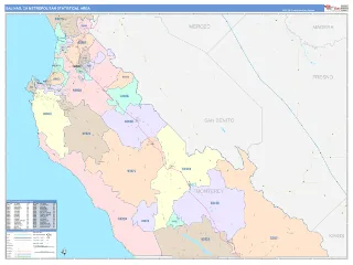 Salinas Metro Area ColorCast style ZIP Code wall map