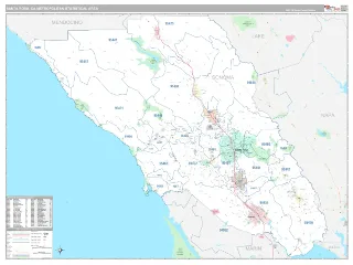 Santa Rosa Metro Area Classic style ZIP Code wall map
