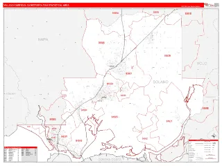 Vallejo-Fairfield Metro Area RedLine style ZIP Code wall map