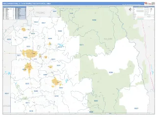 Visalia-Porterville Metro Area Business Reference style ZIP Code wall map