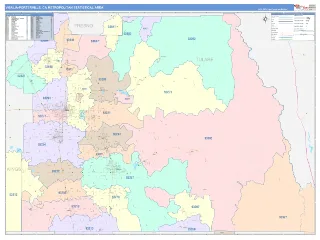 Visalia-Porterville Metro Area ColorCast style ZIP Code wall map