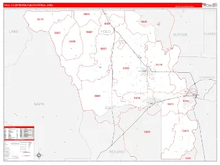 Yolo Metro Area RedLine style ZIP Code wall map