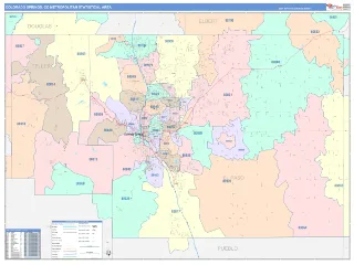 Colorado Springs Metro Area ColorCast style ZIP Code wall map
