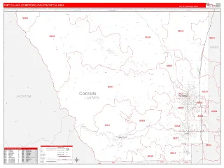 Fort Collins Metro Area RedLine style ZIP Code wall map