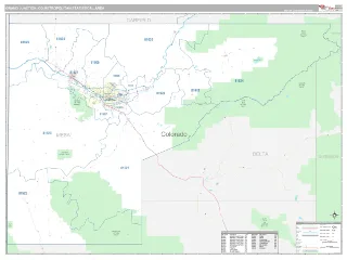 Grand Junction Metro Area Classic style ZIP Code wall map