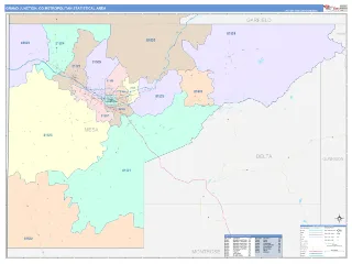 Grand Junction Metro Area ColorCast style ZIP Code wall map