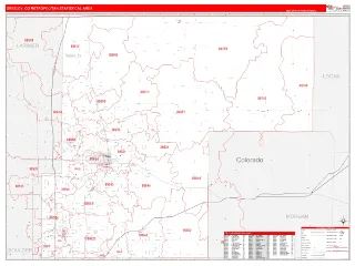 Greeley Metro Area RedLine style ZIP Code wall map