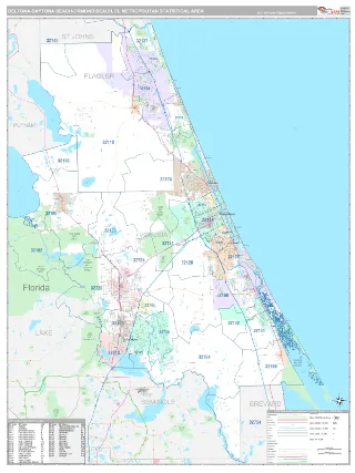 Deltona-Daytona Beach-Ormond Beach Metro Area Classic style ZIP Code wall map