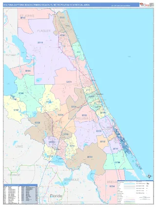 Deltona-Daytona Beach-Ormond Beach Metro Area ColorCast style ZIP Code wall map