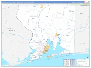 Pensacola-Ferry Pass-Brent Metro Area Business Reference style ZIP Code wall map