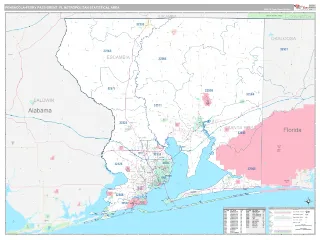 Pensacola-Ferry Pass-Brent Metro Area Classic style ZIP Code wall map
