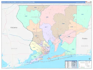 Pensacola-Ferry Pass-Brent Metro Area ColorCast style ZIP Code wall map
