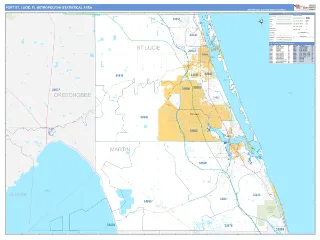 Port St. Lucie Metro Area Business Reference style ZIP Code wall map
