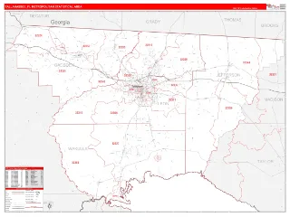 Tallahassee Metro Area RedLine style ZIP Code wall map