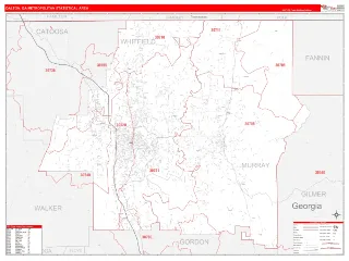 Dalton Metro Area RedLine style ZIP Code wall map