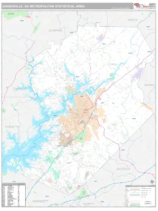Gainesville Metro Area Classic style ZIP Code wall map