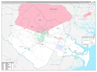 Hinesville Metro Area Classic style ZIP Code wall map