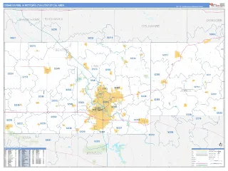 Cedar Rapids Metro Area Business Reference style ZIP Code wall map