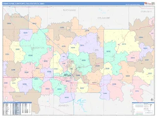 Cedar Rapids Metro Area ColorCast style ZIP Code wall map