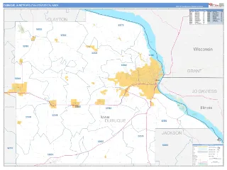 Dubuque Metro Area Business Reference style ZIP Code wall map