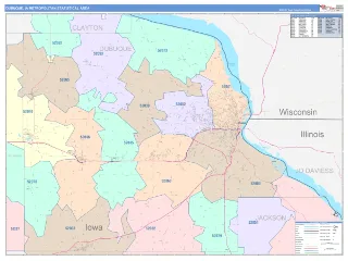 Dubuque Metro Area ColorCast style ZIP Code wall map