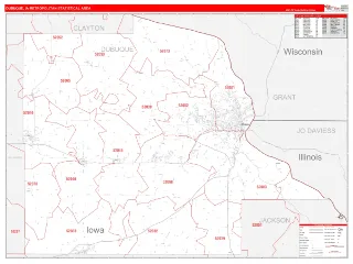 Dubuque Metro Area RedLine style ZIP Code wall map