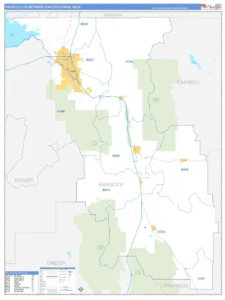 Pocatello Metro Area Business Reference style ZIP Code wall map