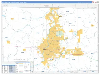 Rockford Metro Area Business Reference style ZIP Code wall map