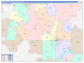 Bloomington Metro Area ColorCast style ZIP Code wall map