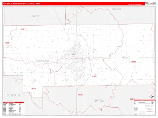 Kokomo Metro Area RedLine style ZIP Code wall map