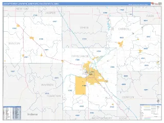 Lafayette-West Lafayette Metro Area Business Reference style ZIP Code wall map