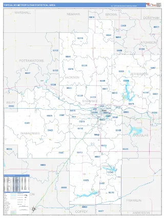 Topeka Metro Area Business Reference style ZIP Code wall map