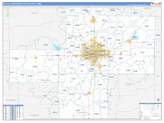 Wichita Metro Area Business Reference style ZIP Code wall map
