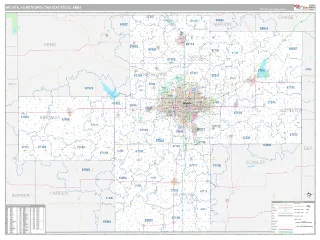 Wichita Metro Area Classic style ZIP Code wall map