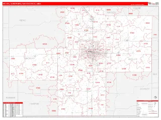 Wichita Metro Area RedLine style ZIP Code wall map