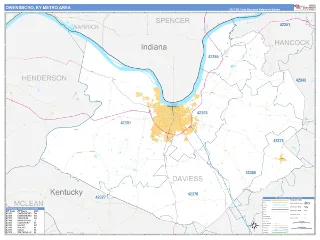 Owensboro Metro Area Business Reference style ZIP Code wall map