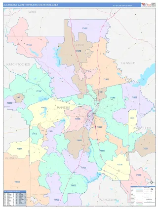 Alexandria Metro Area ColorCast style ZIP Code wall map