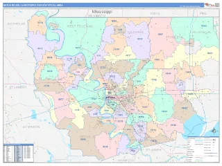 Baton Rouge Metro Area ColorCast style ZIP Code wall map