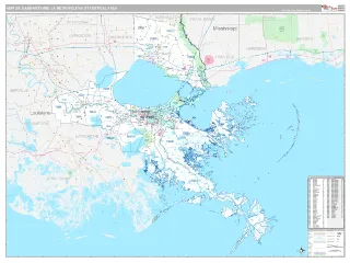 New Orleans-Metairie Metro Area Classic style ZIP Code wall map