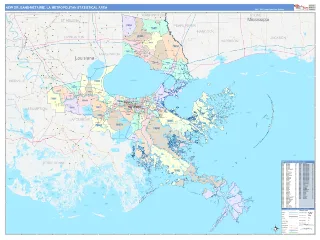 New Orleans-Metairie Metro Area ColorCast style ZIP Code wall map
