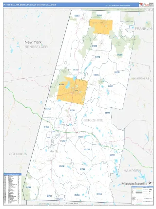 Pittsfield Metro Area Business Reference style ZIP Code wall map